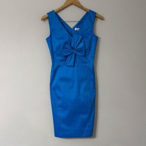 Calvin Klein Blue Bow Front Sheath Dress Size 2 Cocktail Evening Wedding Guest
